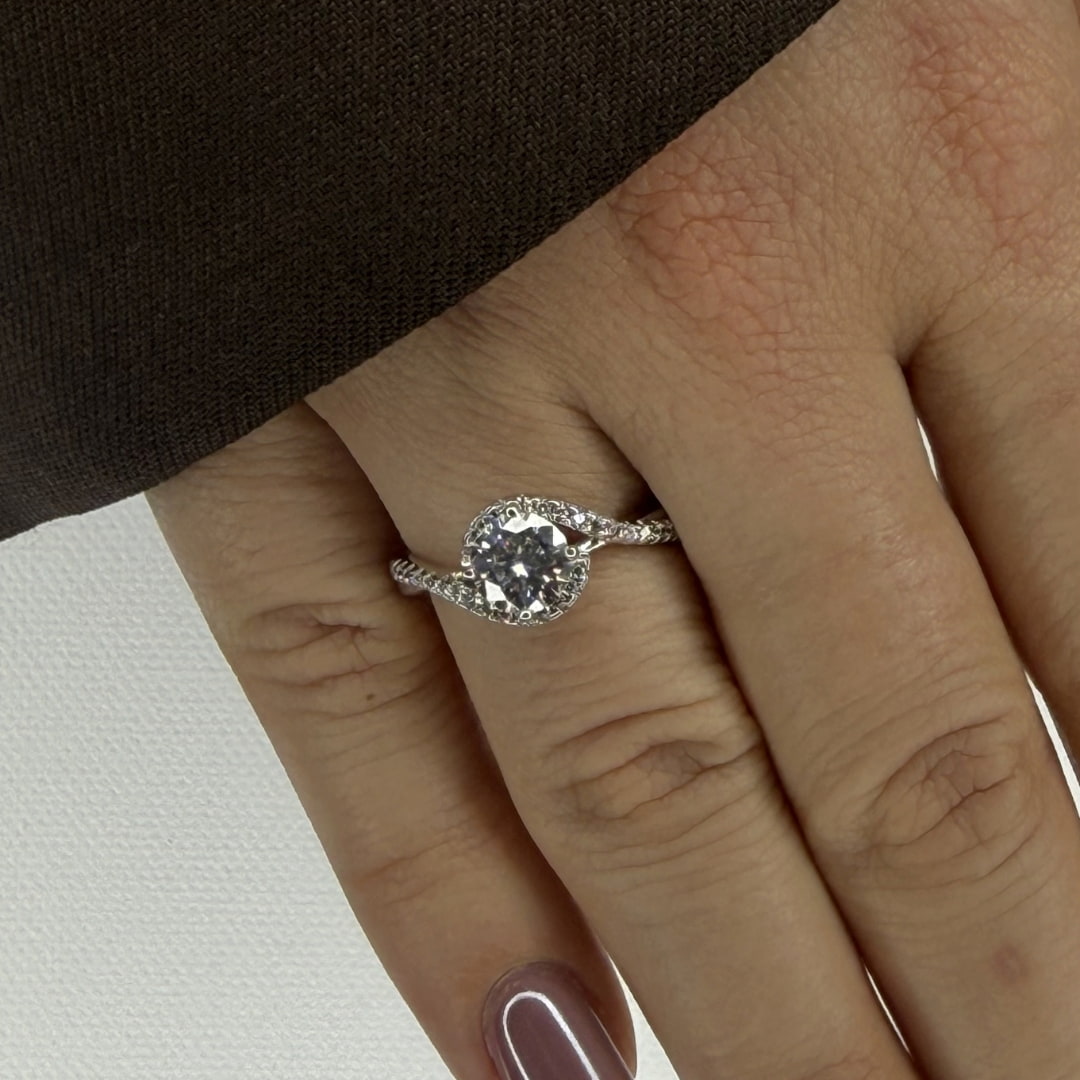 “Vienna” Moissanite 1ct Swirl Halo Ring