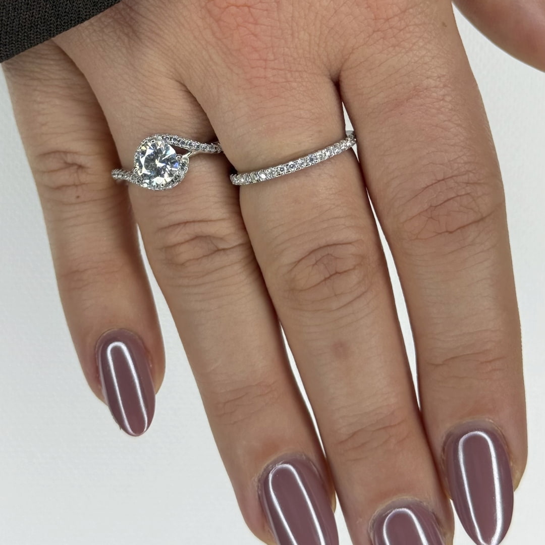 “Vienna” Moissanite 1ct Swirl Halo Ring