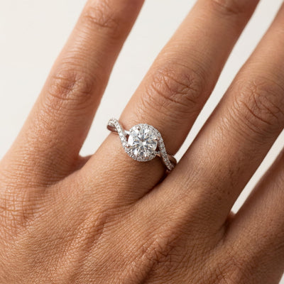 “Vienna” Moissanite 1ct Swirl Halo Ring