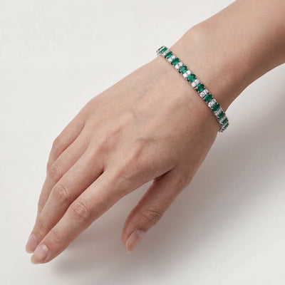 “Vienna” Pear-Cut Emerald & Diamond Alternating Tennis Bracelet
