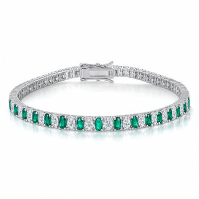 “Vienna” Pear-Cut Emerald & Diamond Alternating Tennis Bracelet