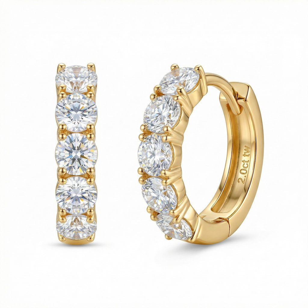 “Zurich” Moissanite 1ct Pavé Huggie Earrings