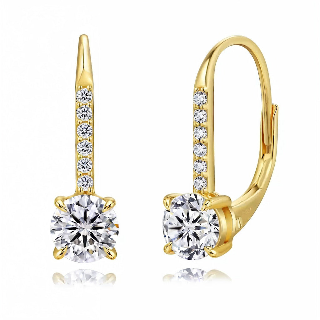 “Zurich” Moissanite 1ct Pavé Drop Solitaire Earrings