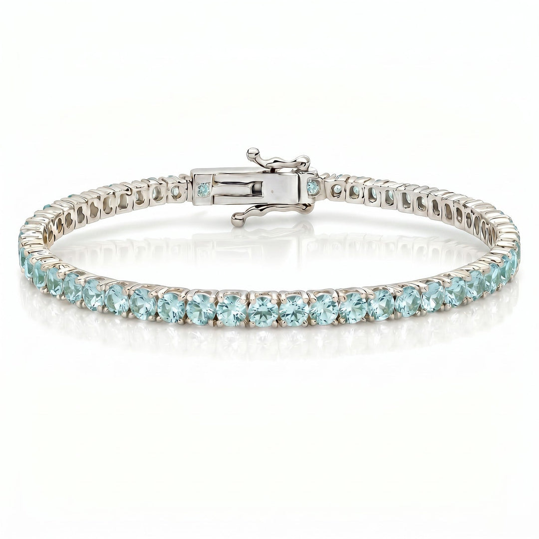 "Miami" Aquamarine Tennis Bracelet 2.0 silver flatlay