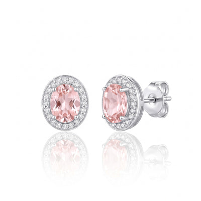 "Bali" Morganite Halo Studs