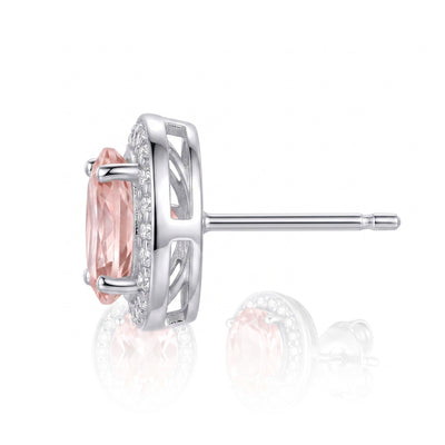 "Bali" Morganite Halo Studs