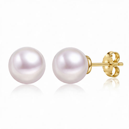 Bellagio Freshwater Pearl Studs — Gold flatlay