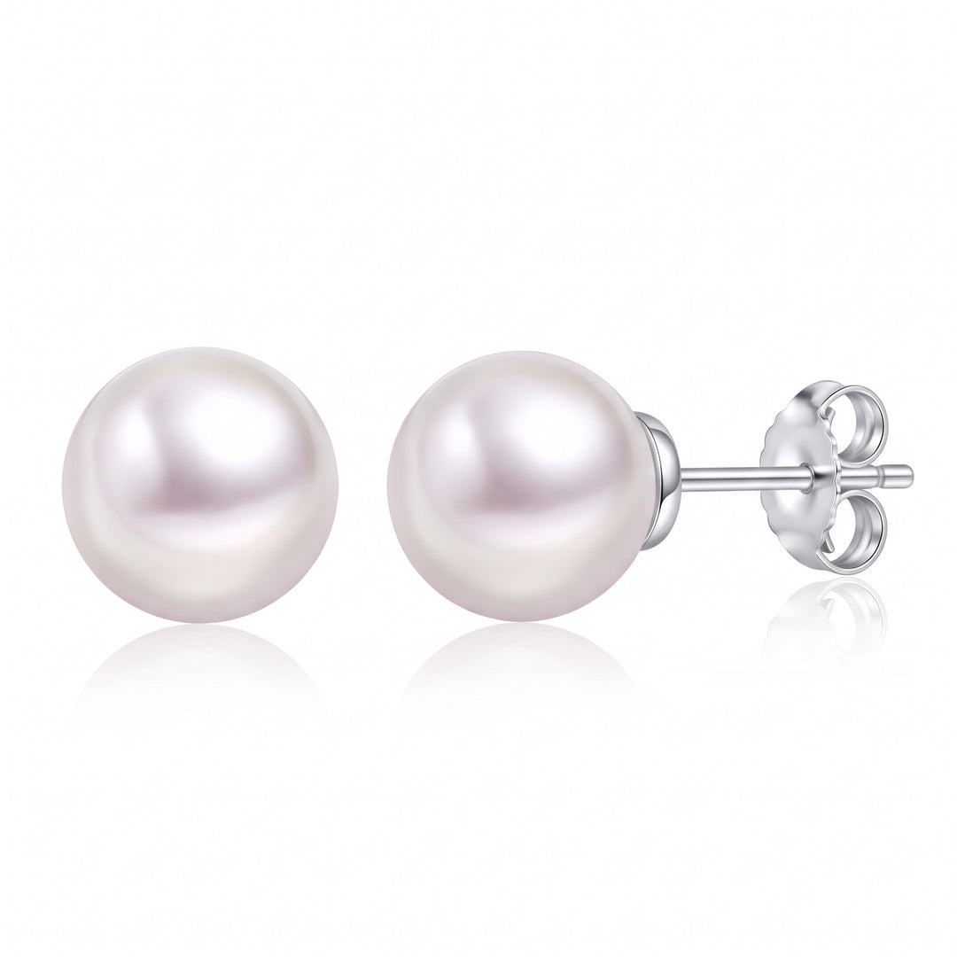 Bellagio Freshwater Pearl Studs — Silver flatlay