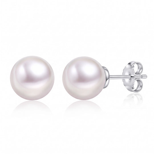 Bellagio Freshwater Pearl Studs — Silver flatlay