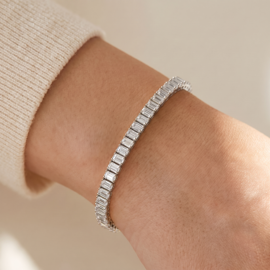 "Boston" Classic & Onyx Baguette Stack Set — silver