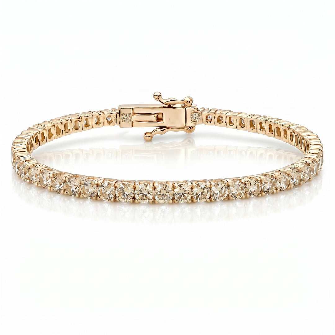 "Miami" Champagne Tennis Bracelet 2.0 gold flatlay