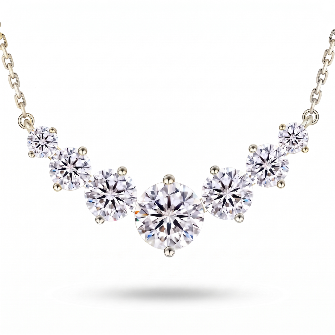 “Copenhagen” Moissanite 2.8ct Graduated Solitaire Necklace