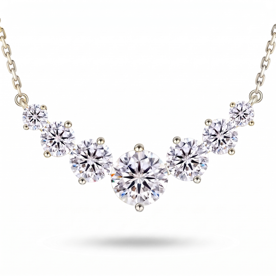 “Copenhagen” Moissanite 2.8ct Graduated Solitaire Necklace