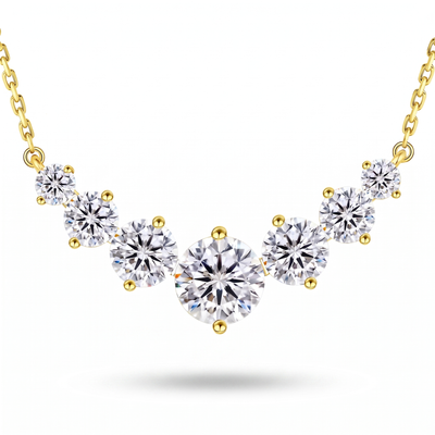 “Copenhagen” Moissanite 2.8ct Graduated Solitaire Necklace