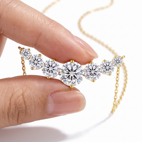 “Copenhagen” Moissanite 2.8ct Graduated Solitaire Necklace