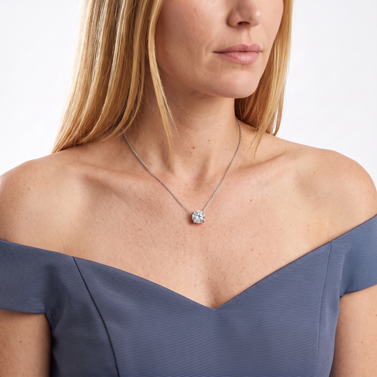 “Davos” Moissanite 1ct 4-Prong Solitaire Necklace