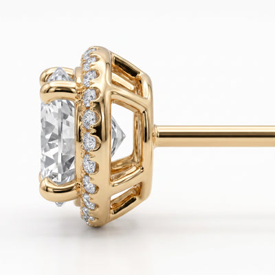 “Geneva” Moissanite 1ct Halo Solitaire Stud Earrings