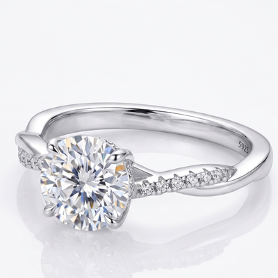 “Gstaad” Moissanite 1ct Pavé Solitaire Ring