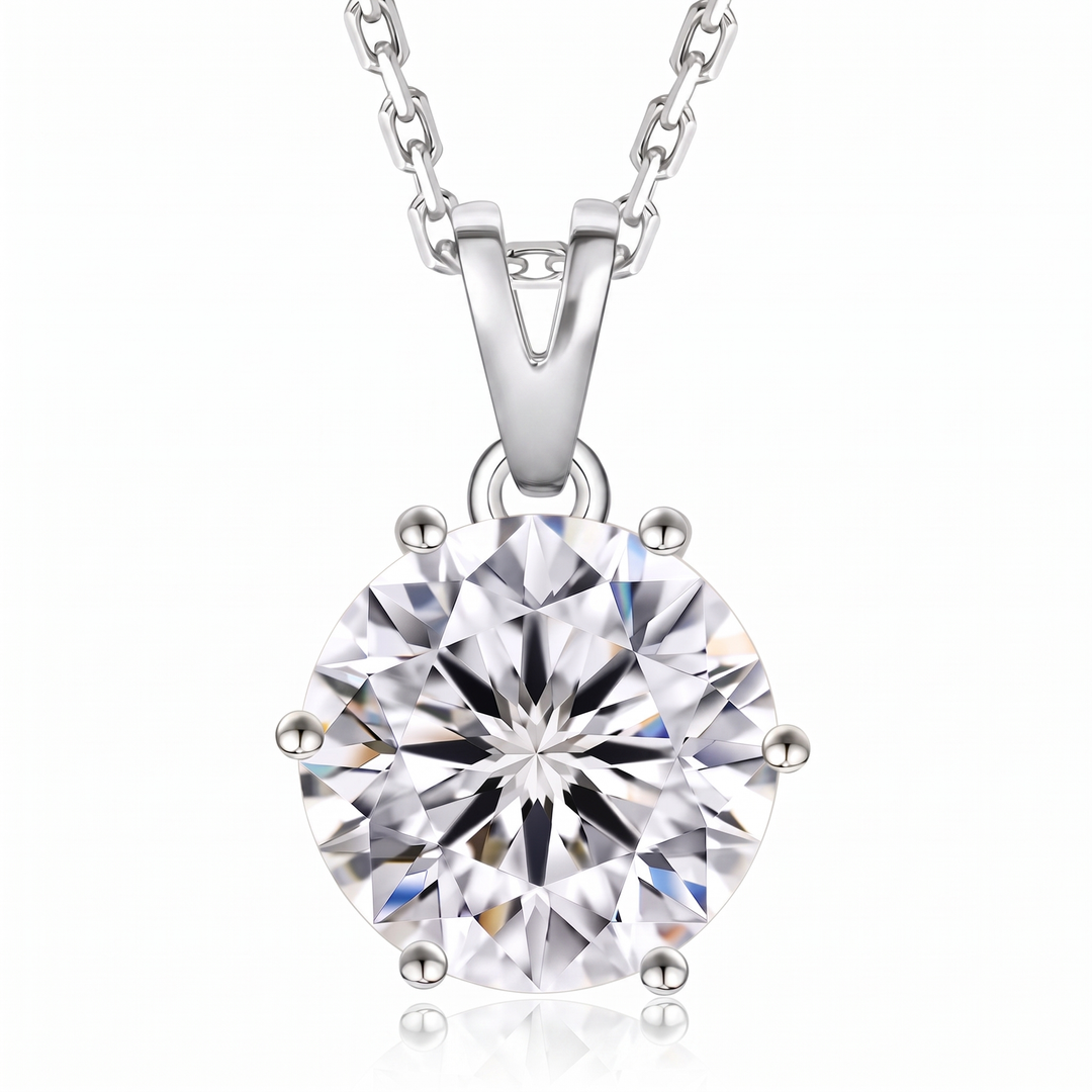 “Gstaad” Moissanite 2ct 6-Prong Solitaire Necklace