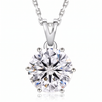 “Gstaad” Moissanite 2ct 6-Prong Solitaire Necklace
