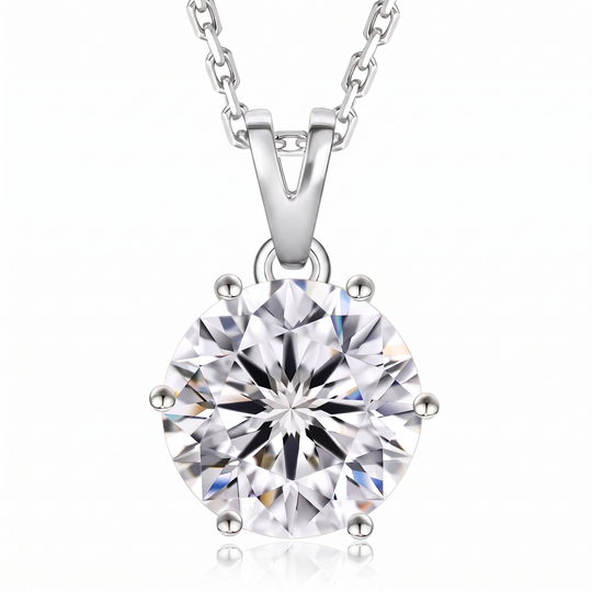 “Gstaad” Moissanite 2ct 6-Prong Solitaire Necklace