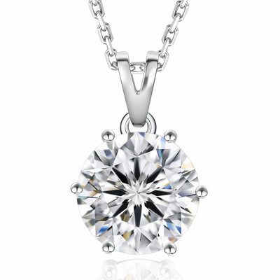 “Gstaad” Moissanite 2ct 6-Prong Solitaire Necklace