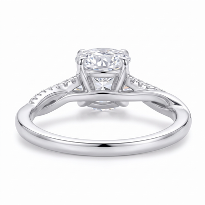 “Gstaad” Moissanite 1ct Pavé Solitaire Ring