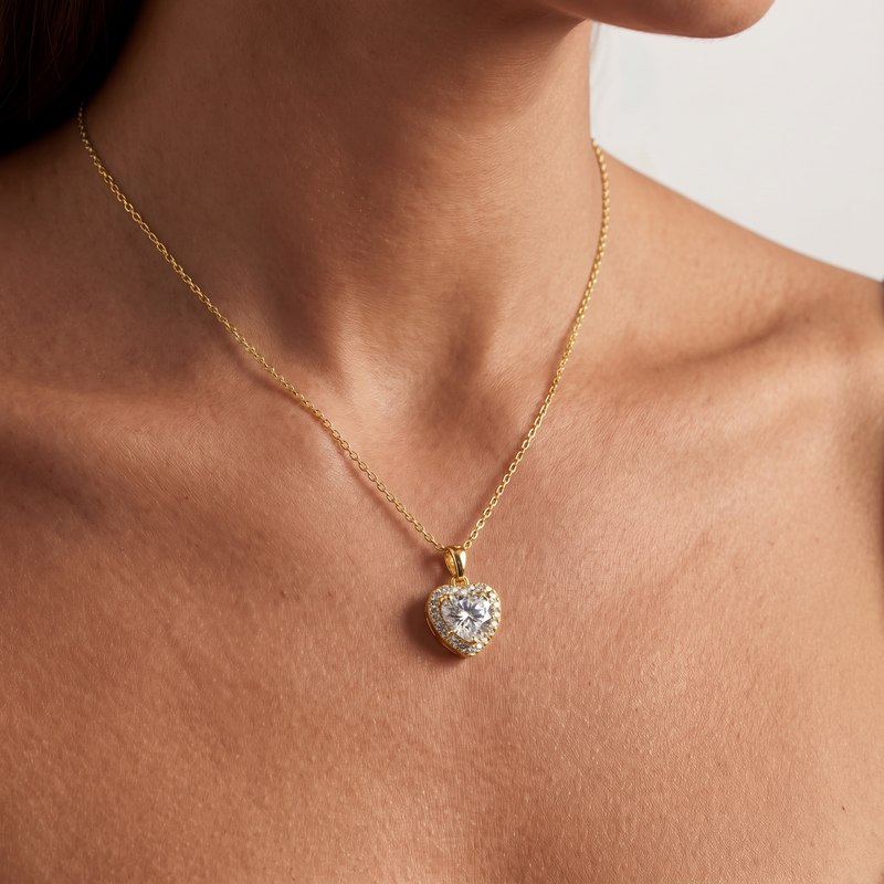 Helsinki - gold, worn at the collarbone