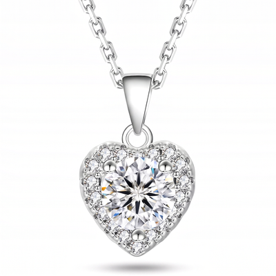 “Helsinki” Moissanite 1ct Heart Halo Necklace