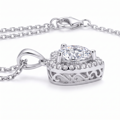 “Helsinki” Moissanite 1ct Heart Halo Necklace