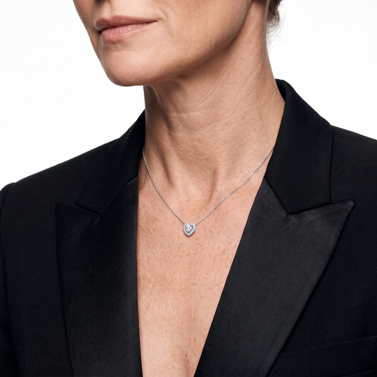 “Helsinki” Moissanite 1ct Heart Halo Necklace