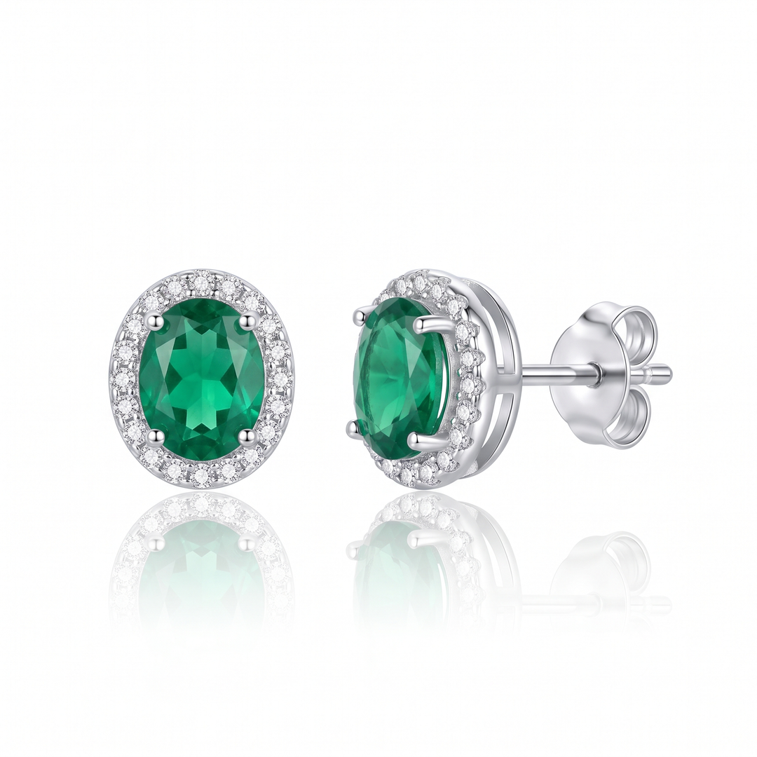 Verona Emerald Halo Studs