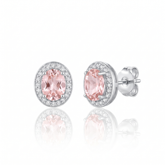 Bali Morganite Halo Studs