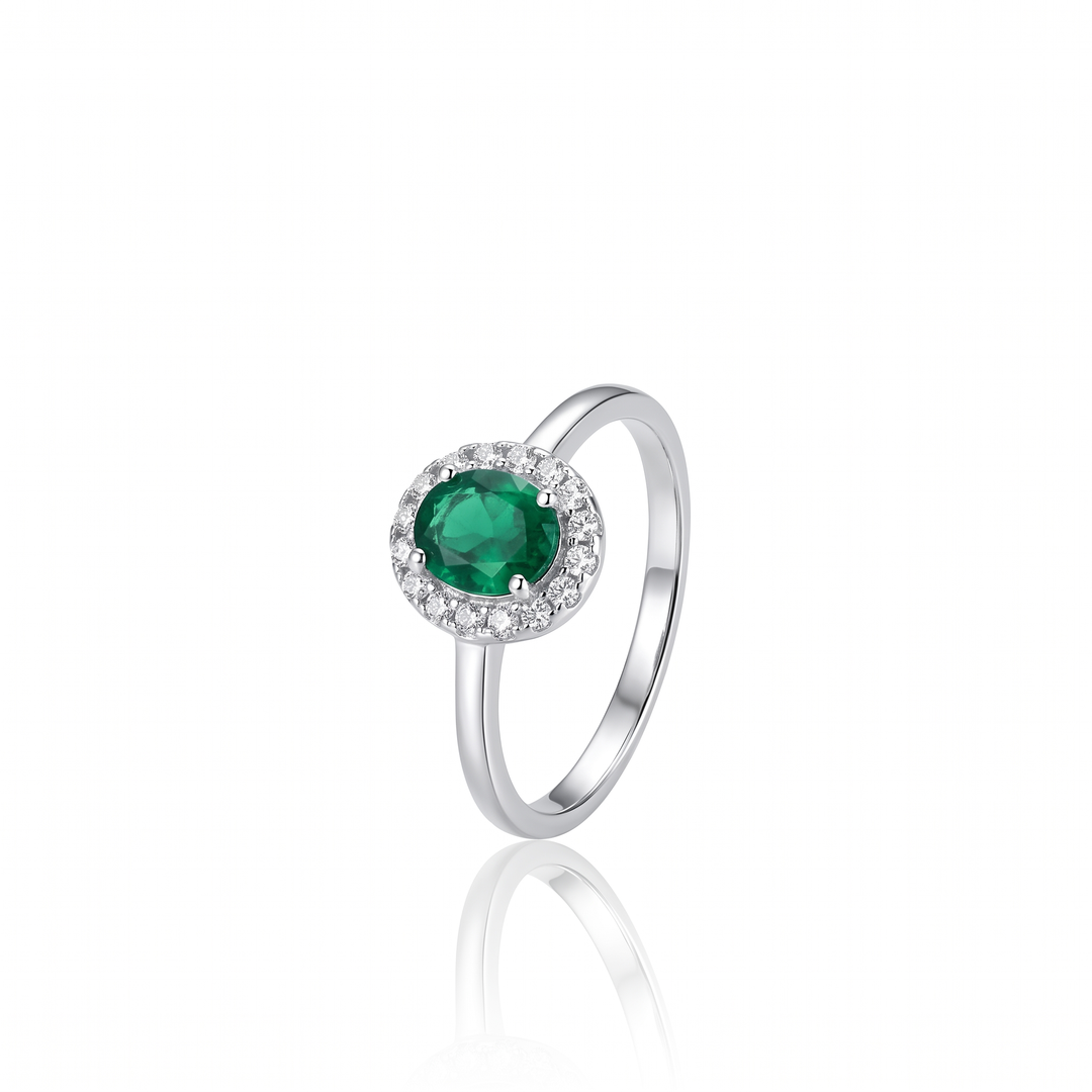 Verona Emerald Halo Ring