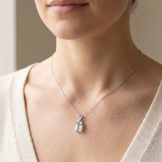 Capri Aquamarine Pendant worn
