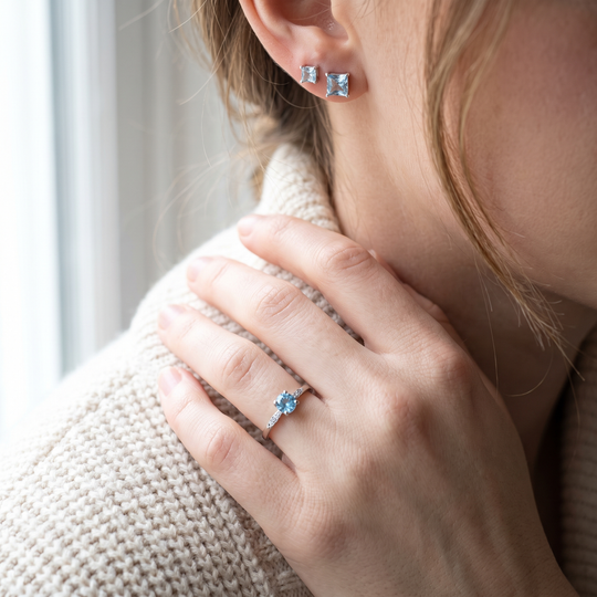 Capri Aquamarine Studs worn