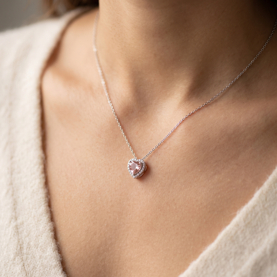 Amalfi Morganite Heart Pendant worn