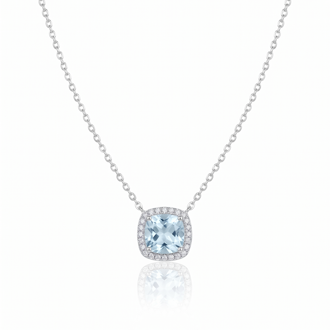 Santorini Aquamarine Halo Pendant