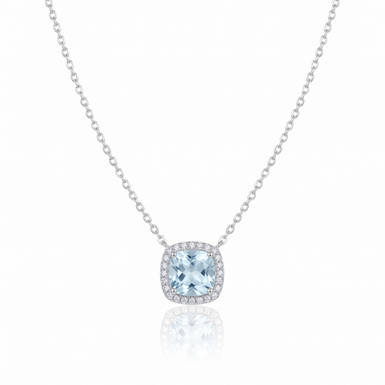 Santorini Aquamarine Halo Pendant