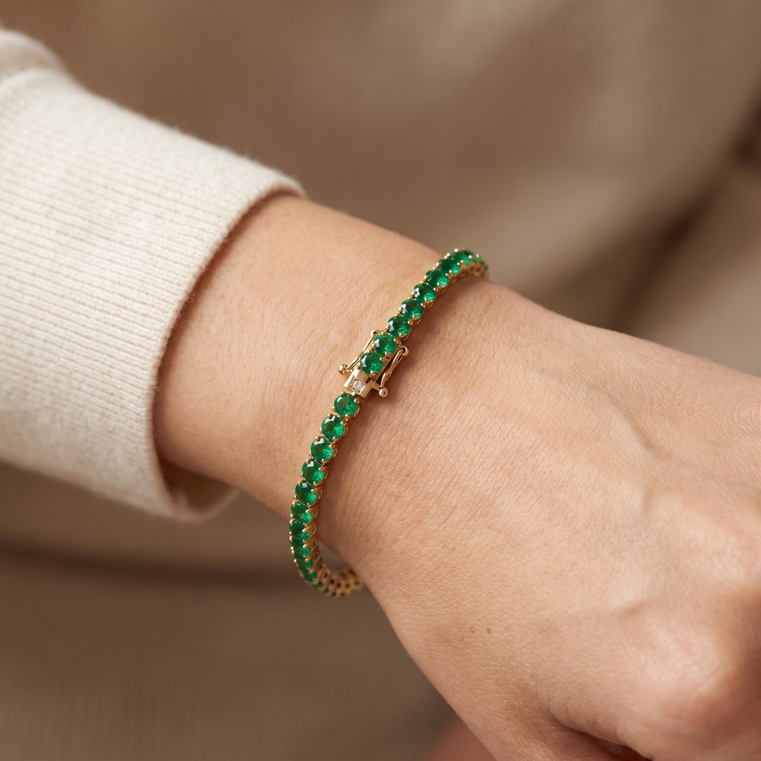 Miami Emerald Tennis Set — bracelet worn on the wrist