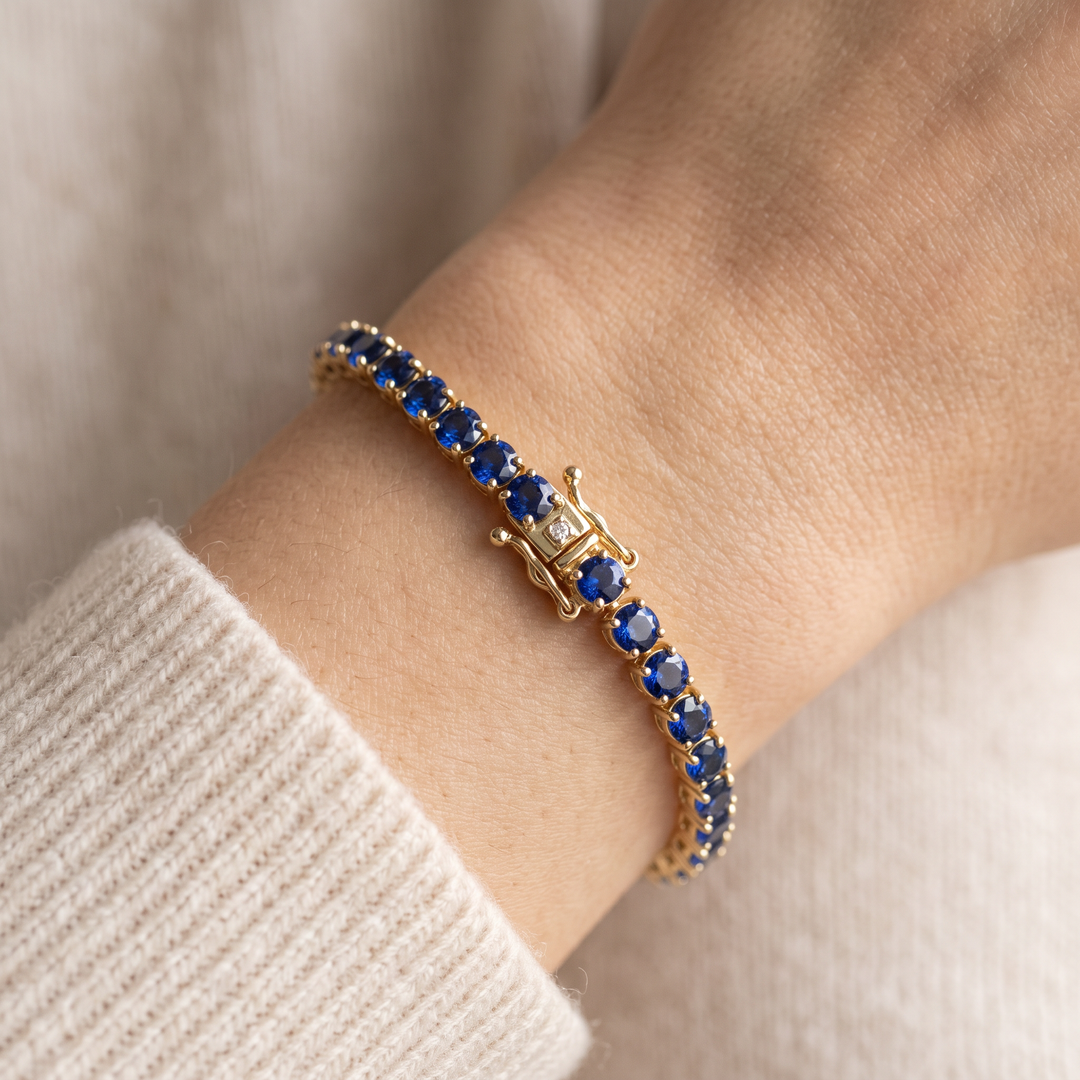 Miami Sapphire Tennis Set — bracelet worn on the wrist