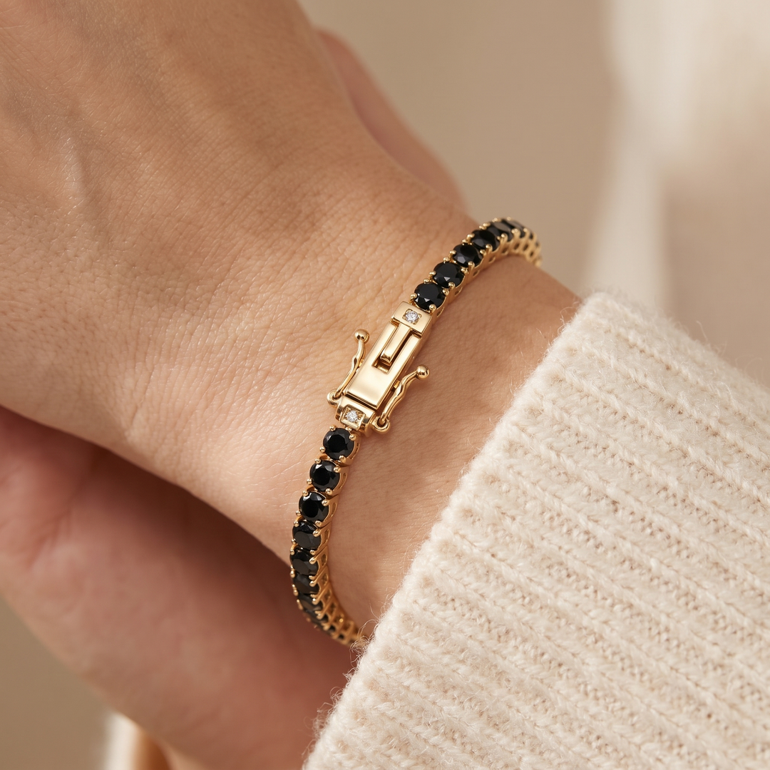 Miami Onyx Tennis Set — bracelet worn on the wrist