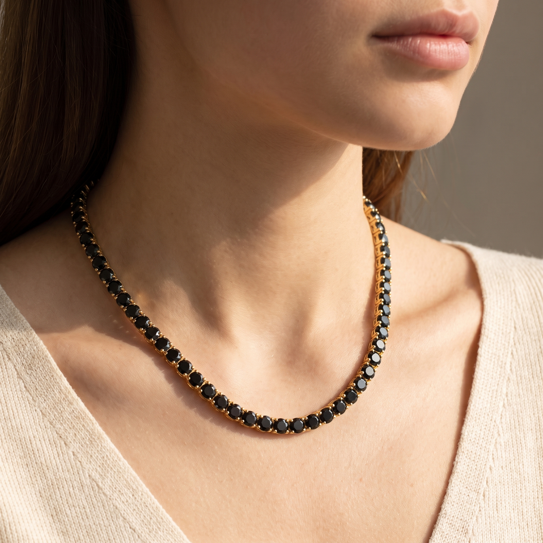 Miami Onyx Tennis Set — necklace worn at the collarbone