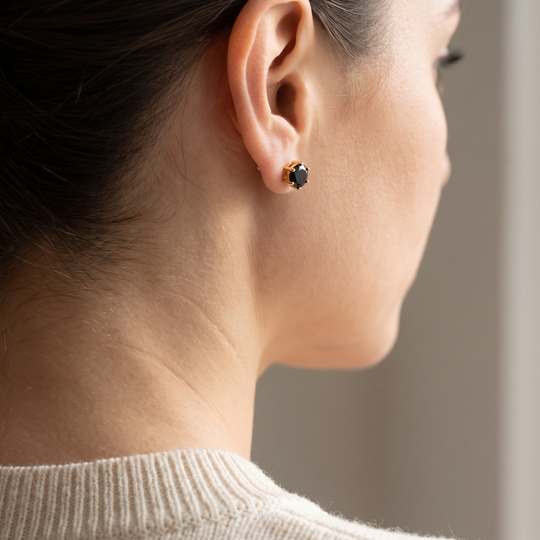 Miami Onyx Tennis Set — stud earrings worn
