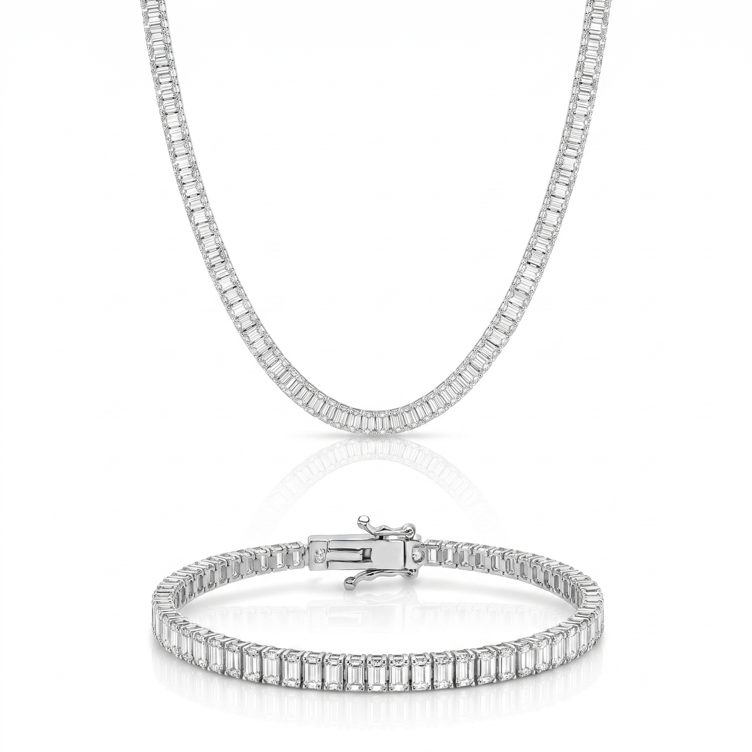 Boston Classic Baguette Set in Silver — the full set