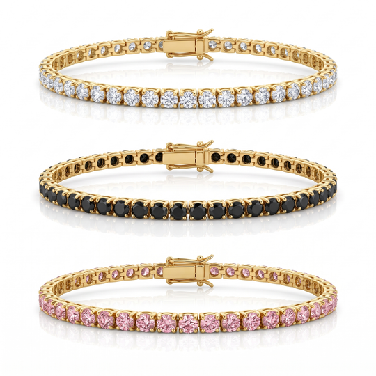 Miami Classic, Onyx & Pink Stack Set in Gold — the full set