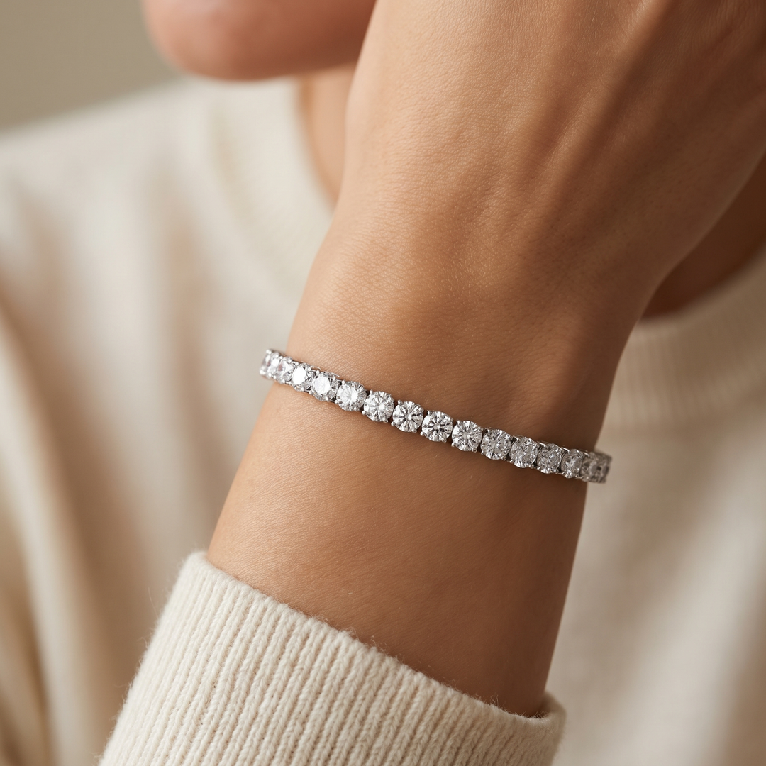 Miami Classic & Onyx Stack Set in Silver — bracelet worn