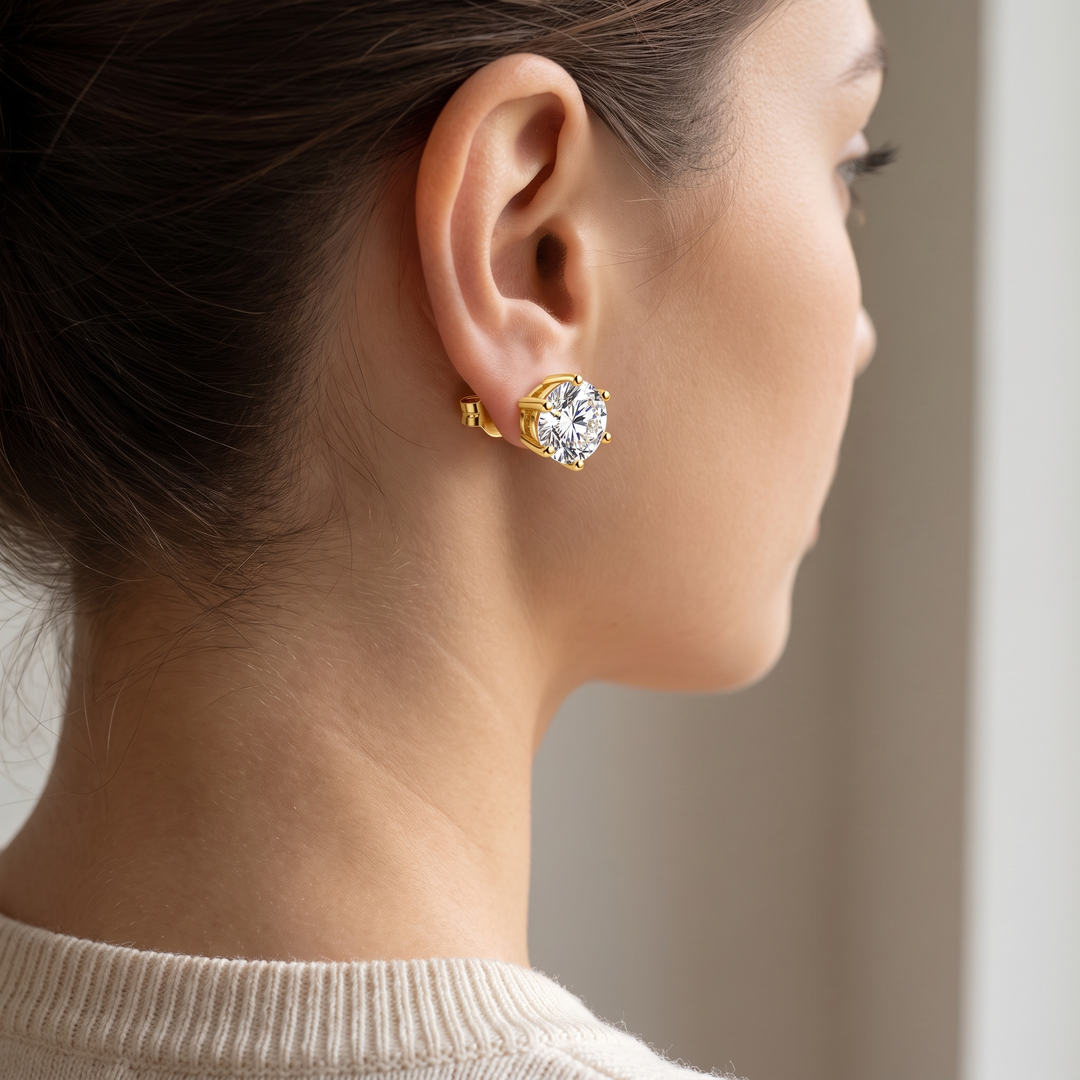Miami Classic Bracelet & Studs Set in Gold — studs worn