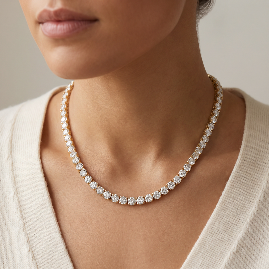 Miami Classic Choker & Onyx Stack Trio Set in Gold — necklace worn
