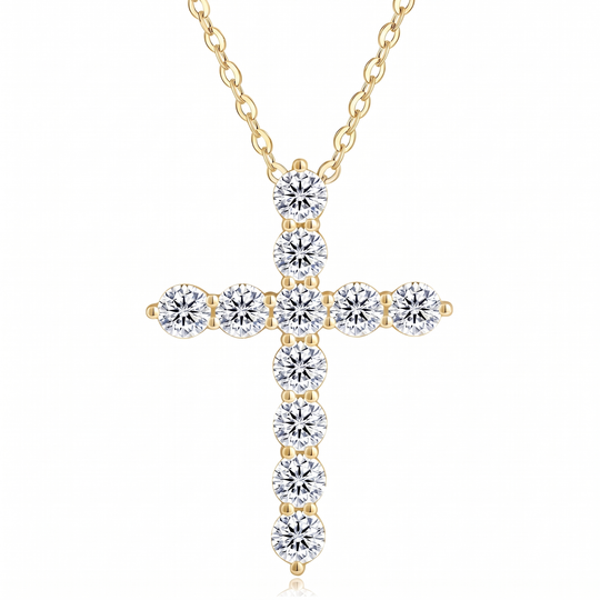"Naples" Pave Cross Pendant Necklace — Gold